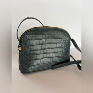 A New Day - Gray Putty Gator Print Vegan Leather Dome Crossbody Festival Bag